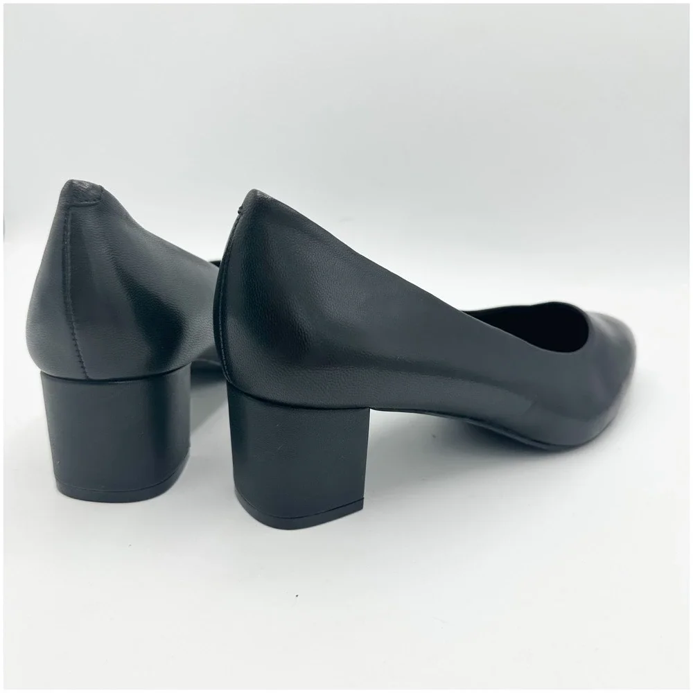 Trotters‎ Black Leather Pointed Toe Block Heel Pumps Women's Shoes 7.5W